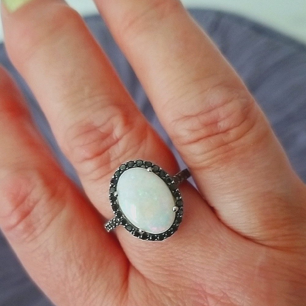 Opal & Black Diamond Ring.